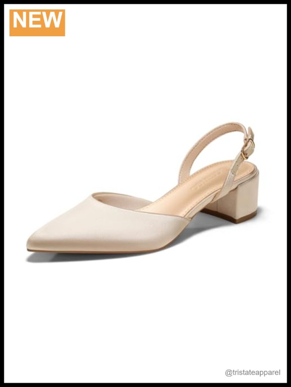 Satin Slingback Low Chunky Heel Pointed Toe Pumps Dress Wedding Shoes